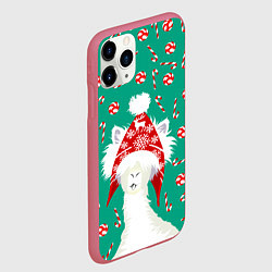 Чехол iPhone 11 Pro матовый Лама - альпака с леденцами, цвет: 3D-малиновый — фото 2