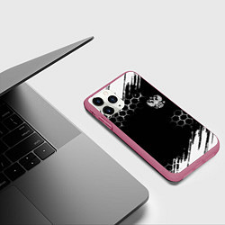 Чехол iPhone 11 Pro матовый Патриот России краски, цвет: 3D-малиновый — фото 2