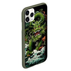 Чехол iPhone 11 Pro матовый Зеленый дракон символ года, цвет: 3D-темно-зеленый — фото 2