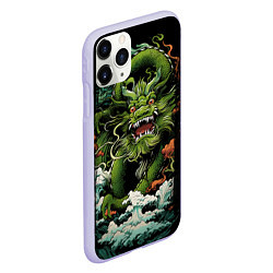 Чехол iPhone 11 Pro матовый Зеленый дракон символ года, цвет: 3D-светло-сиреневый — фото 2