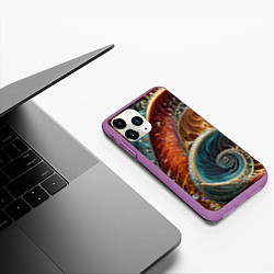 Чехол iPhone 11 Pro матовый Текстура спираль из кристалов, цвет: 3D-фиолетовый — фото 2