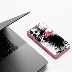 Чехол iPhone 11 Pro матовый JoJos Bizarre лого с красками, цвет: 3D-малиновый — фото 2