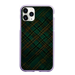 Чехол iPhone 11 Pro матовый Тёмно-зелёная диагональная клетка в шотландском ст, цвет: 3D-светло-сиреневый