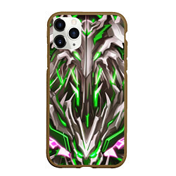 Чехол iPhone 11 Pro матовый Зелёная киберпанк броня, цвет: 3D-коричневый