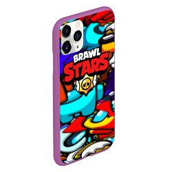 Чехол iPhone 11 Pro матовый Brawl stars mobile game brawlers, цвет: 3D-фиолетовый — фото 2