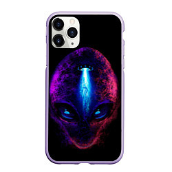 Чехол iPhone 11 Pro матовый UFO alien head, цвет: 3D-светло-сиреневый