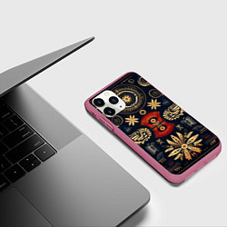 Чехол iPhone 11 Pro матовый Узор в славянском стиле, цвет: 3D-малиновый — фото 2