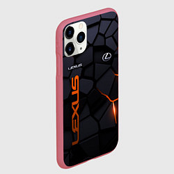 Чехол iPhone 11 Pro матовый Lexus - плиты с эффектом свечения, цвет: 3D-малиновый — фото 2