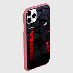 Чехол iPhone 11 Pro матовый Honda - плиты с эффектом свечения, цвет: 3D-малиновый — фото 2