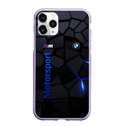 Чехол iPhone 11 Pro матовый BMW - плиты с эффектом свечения, цвет: 3D-светло-сиреневый