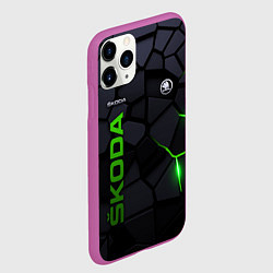 Чехол iPhone 11 Pro матовый Skoda - плиты с эффектом свечения, цвет: 3D-фиолетовый — фото 2