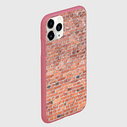 Чехол iPhone 11 Pro матовый Кирпичная стена узор, цвет: 3D-малиновый — фото 2