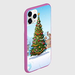 Чехол iPhone 11 Pro матовый Новогодняя высокая елочка, цвет: 3D-фиолетовый — фото 2