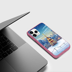 Чехол iPhone 11 Pro матовый Новогодняя погода, цвет: 3D-малиновый — фото 2