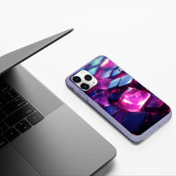 Чехол iPhone 11 Pro матовый Фиолетовые прозрачные кубики, цвет: 3D-светло-сиреневый — фото 2