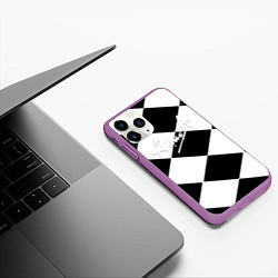 Чехол iPhone 11 Pro матовый Алиса шахматная клетка, цвет: 3D-фиолетовый — фото 2