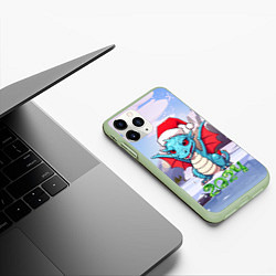 Чехол iPhone 11 Pro матовый Символ года дракон 2024, цвет: 3D-салатовый — фото 2