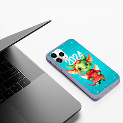 Чехол iPhone 11 Pro матовый Милый маленький дракон 2024, цвет: 3D-светло-сиреневый — фото 2