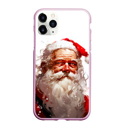 Чехол iPhone 11 Pro матовый Добрый Санта - мазки краски, цвет: 3D-розовый
