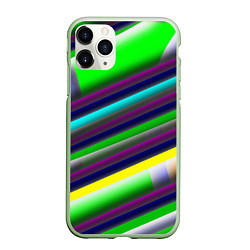Чехол iPhone 11 Pro матовый Размытые абстрактные полосы, цвет: 3D-салатовый