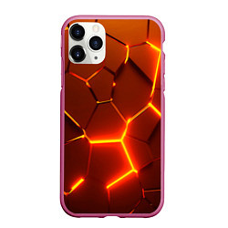Чехол iPhone 11 Pro матовый Плиты абстрактные огненные, цвет: 3D-малиновый