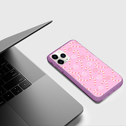 Чехол iPhone 11 Pro матовый Новогодний леденец-трость, цвет: 3D-фиолетовый — фото 2