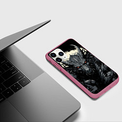 Чехол iPhone 11 Pro матовый Дракон магических снежинок, цвет: 3D-малиновый — фото 2