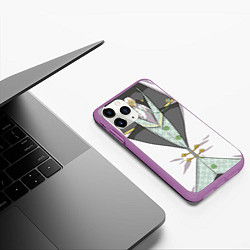 Чехол iPhone 11 Pro матовый Белый мультяшный фрак с шейным платком, цвет: 3D-фиолетовый — фото 2
