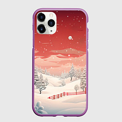 Чехол iPhone 11 Pro матовый Завораживающий зимний пейзаж, цвет: 3D-фиолетовый