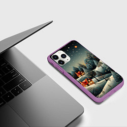 Чехол iPhone 11 Pro матовый Зимние развлечения на природе, цвет: 3D-фиолетовый — фото 2