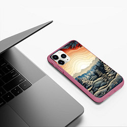 Чехол iPhone 11 Pro матовый Искрящиеся снежинки в вальсе волшебства, цвет: 3D-малиновый — фото 2