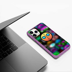 Чехол iPhone 11 Pro матовый Geometry dash stiker, цвет: 3D-фиолетовый — фото 2