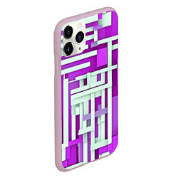 Чехол iPhone 11 Pro матовый Полосы на фиолетовом фоне, цвет: 3D-розовый — фото 2