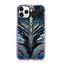 Чехол iPhone 11 Pro матовый Киберпанк доспех синий, цвет: 3D-светло-сиреневый
