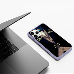 Чехол iPhone 11 Pro матовый Фрак тёмный с цепочками и брошью, цвет: 3D-светло-сиреневый — фото 2