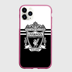 Чехол iPhone 11 Pro матовый Ливерпуль - черно-белый, цвет: 3D-малиновый