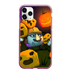 Чехол iPhone 11 Pro матовый Гарибальди Хэллоуин, цвет: 3D-малиновый