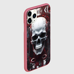Чехол iPhone 11 Pro матовый Киберпанк череп с дреддами, цвет: 3D-малиновый — фото 2
