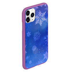 Чехол iPhone 11 Pro матовый Декоративные снежинки на фиолетовом, цвет: 3D-фиолетовый — фото 2