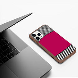 Чехол iPhone 11 Pro матовый Узор из красного и черно-белых полос, цвет: 3D-коричневый — фото 2