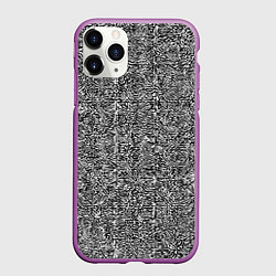 Чехол iPhone 11 Pro матовый Чёрные и белые узоры, цвет: 3D-фиолетовый