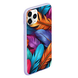 Чехол iPhone 11 Pro матовый Перья паттерн - нейросеть, цвет: 3D-светло-сиреневый — фото 2