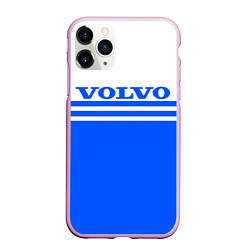 Чехол iPhone 11 Pro матовый Вольво - две синии полосы, цвет: 3D-розовый