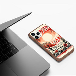 Чехол iPhone 11 Pro матовый Новогодние орнаменты, цвет: 3D-коричневый — фото 2