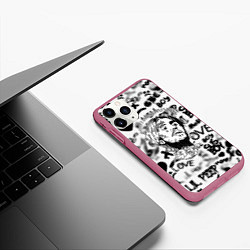 Чехол iPhone 11 Pro матовый Lil peep автограф, цвет: 3D-малиновый — фото 2