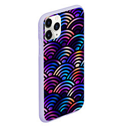 Чехол iPhone 11 Pro матовый Разноцветные волны-чешуйки, цвет: 3D-светло-сиреневый — фото 2