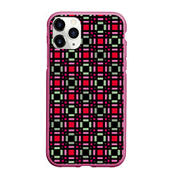 Чехол iPhone 11 Pro матовый Красно-черный зеленый геометрический узор, цвет: 3D-малиновый