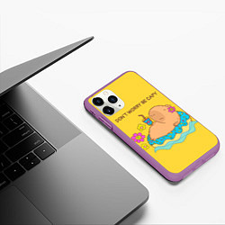 Чехол iPhone 11 Pro матовый Капибара dont worry be capy, цвет: 3D-фиолетовый — фото 2