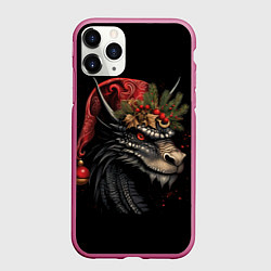 Чехол iPhone 11 Pro матовый Дракон заколдованного леса, цвет: 3D-малиновый