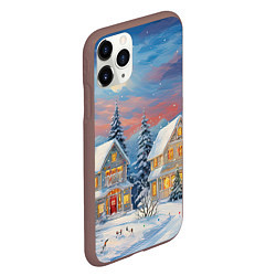 Чехол iPhone 11 Pro матовый Сказочный новогодний городок, цвет: 3D-коричневый — фото 2